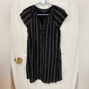 Ann Taylor Cap Sleeve Black/Metallic Stripe  Dress Size 4 Tall